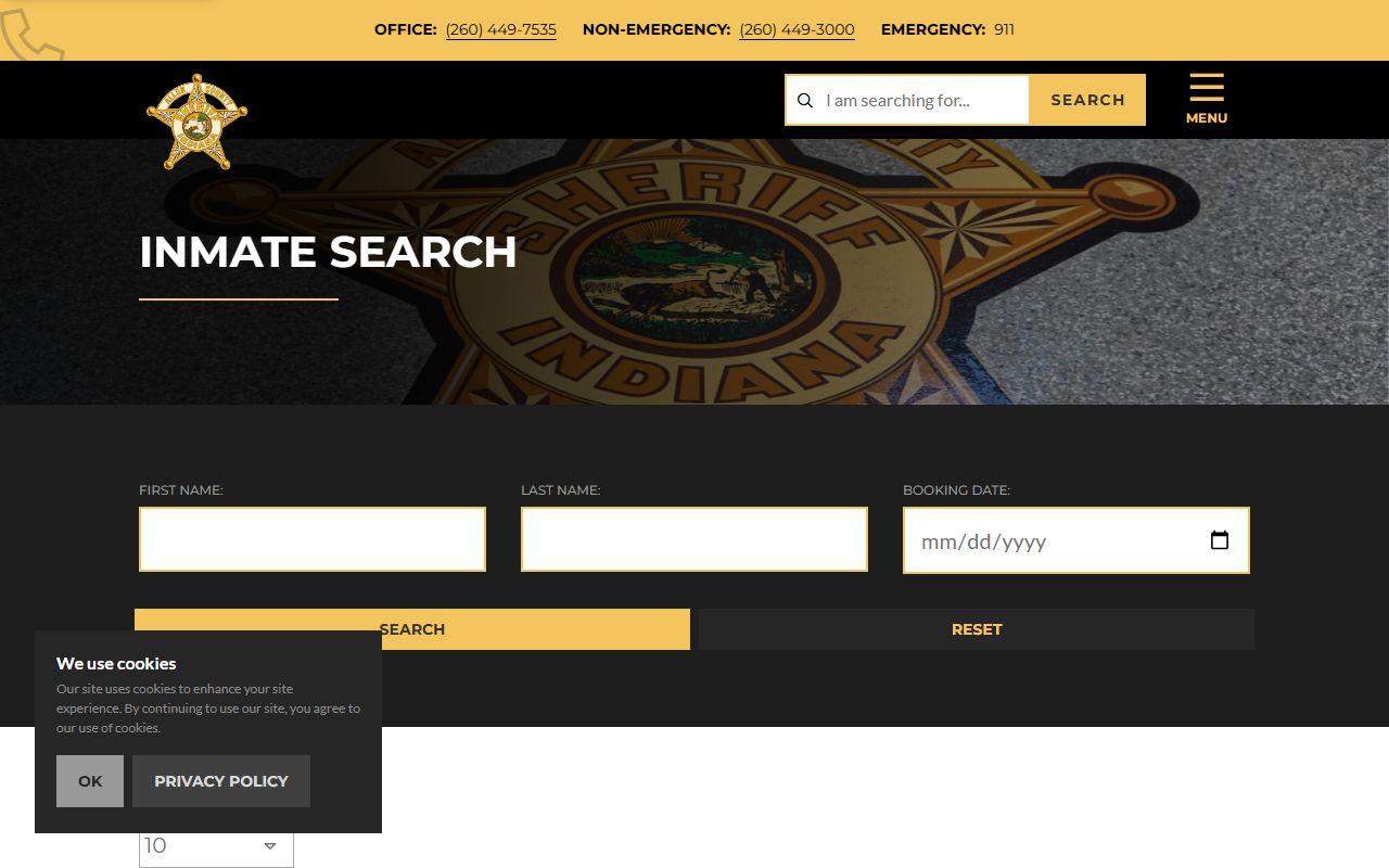 Allen County inmate population jail roster search fields